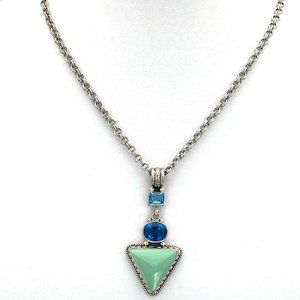 Reve Jewelry Variscite and Blue Topaz Pendant and Necklace